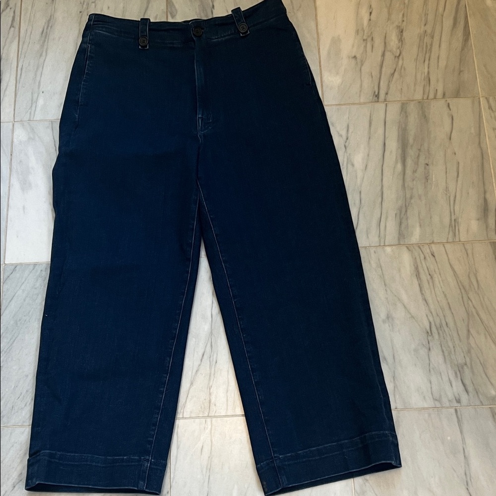 Mother cropped trouser 34 dark blue the zipped greaser loop